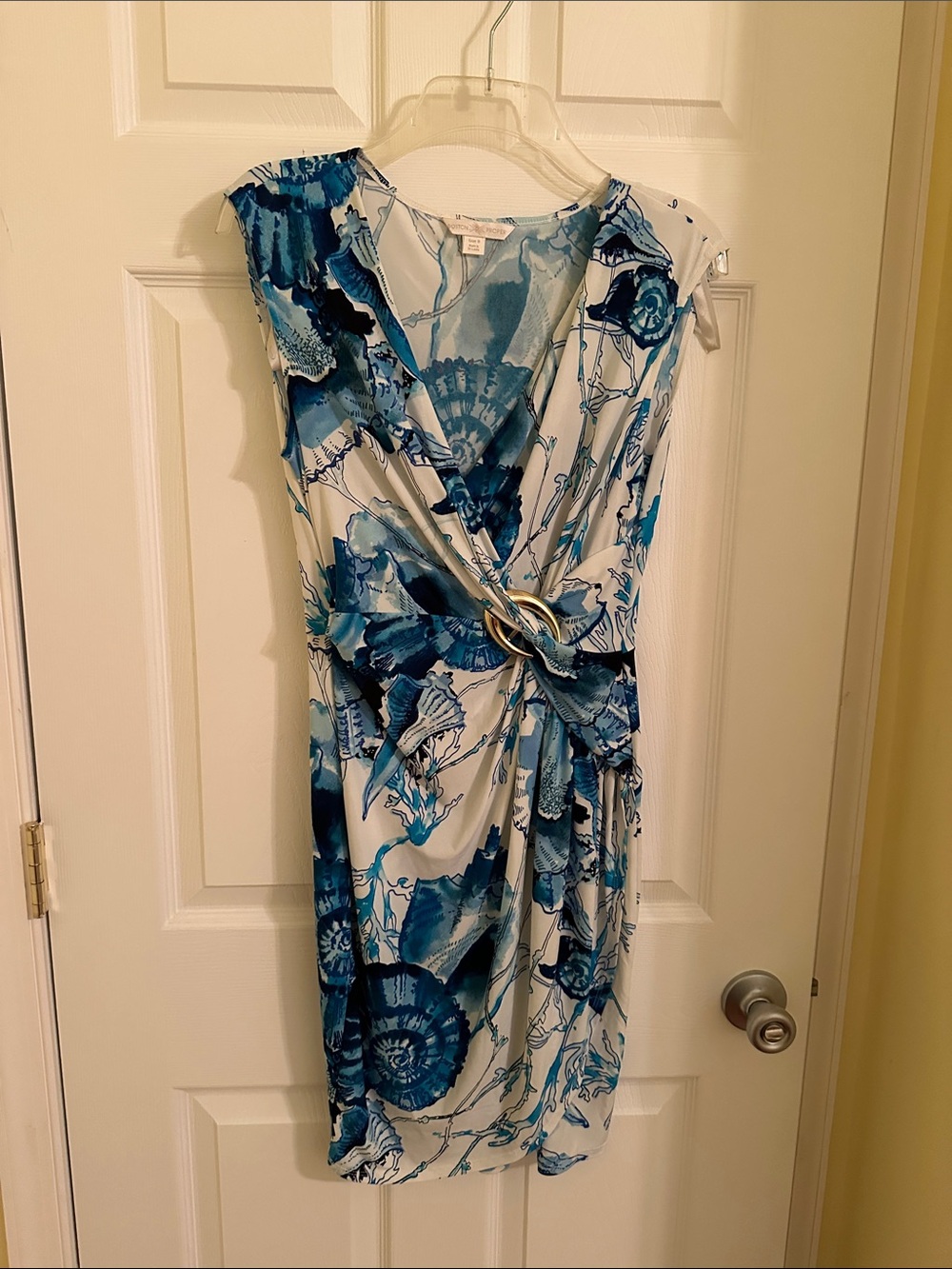 Boston Proper Blue seashell Wrap Dress with Ring Detail - Womens